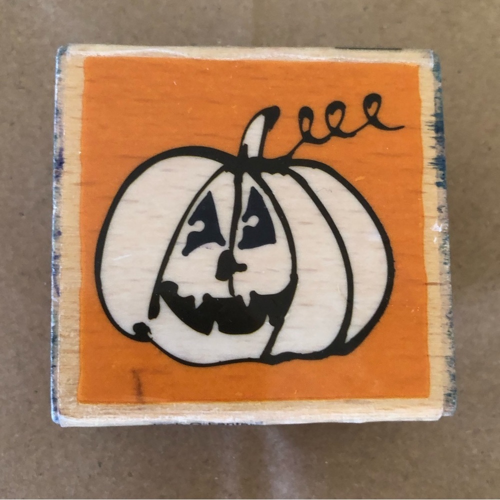 vtg Halloween pumpkin rubber stamp